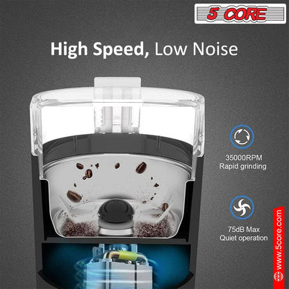 5Core Coffee Grinder 85 Gram Capacity 150W Electric Bean Spice Grinders BLACK & BROWN