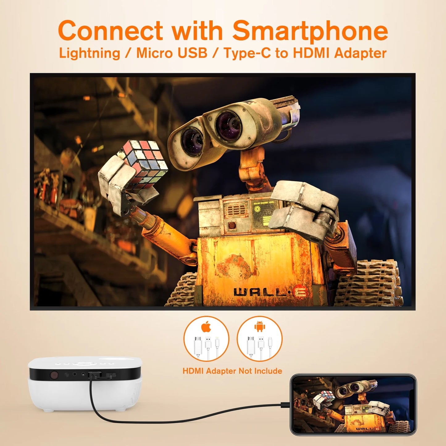 Bluetooth LCD Mini Projector, Native 720P Support 1080P Fhd,Set with Remote, AV Cable & More